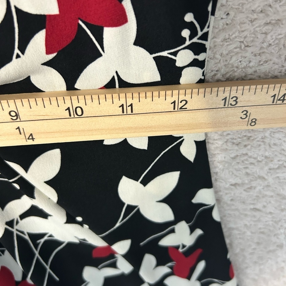 Maggie L black white & red floral dress cap sleeves women's S 10 Wedding Career - Picture 6 of 6